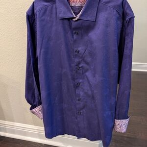 Robert Graham Men's Deep Purple Paisley Casual Button Down Shirt